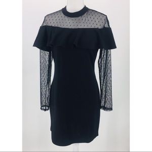 Little black dress with shear sleeves